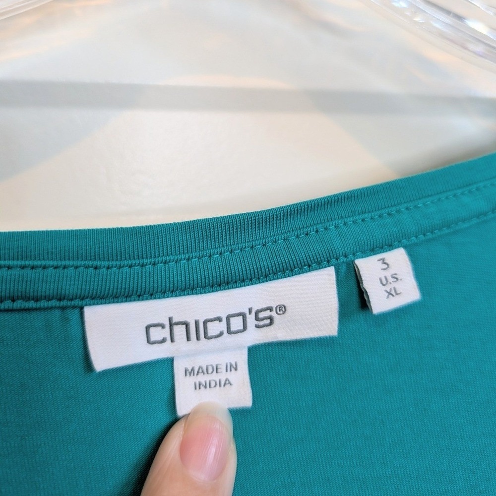 Chico's Embroidered Puff Sleeve Cotton Top - Picture 4 of 8